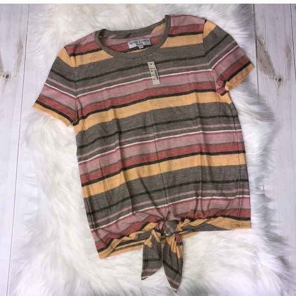 Texture & Thread Tie-Front Top Kieran Striped NWT - Picture 6 of 8